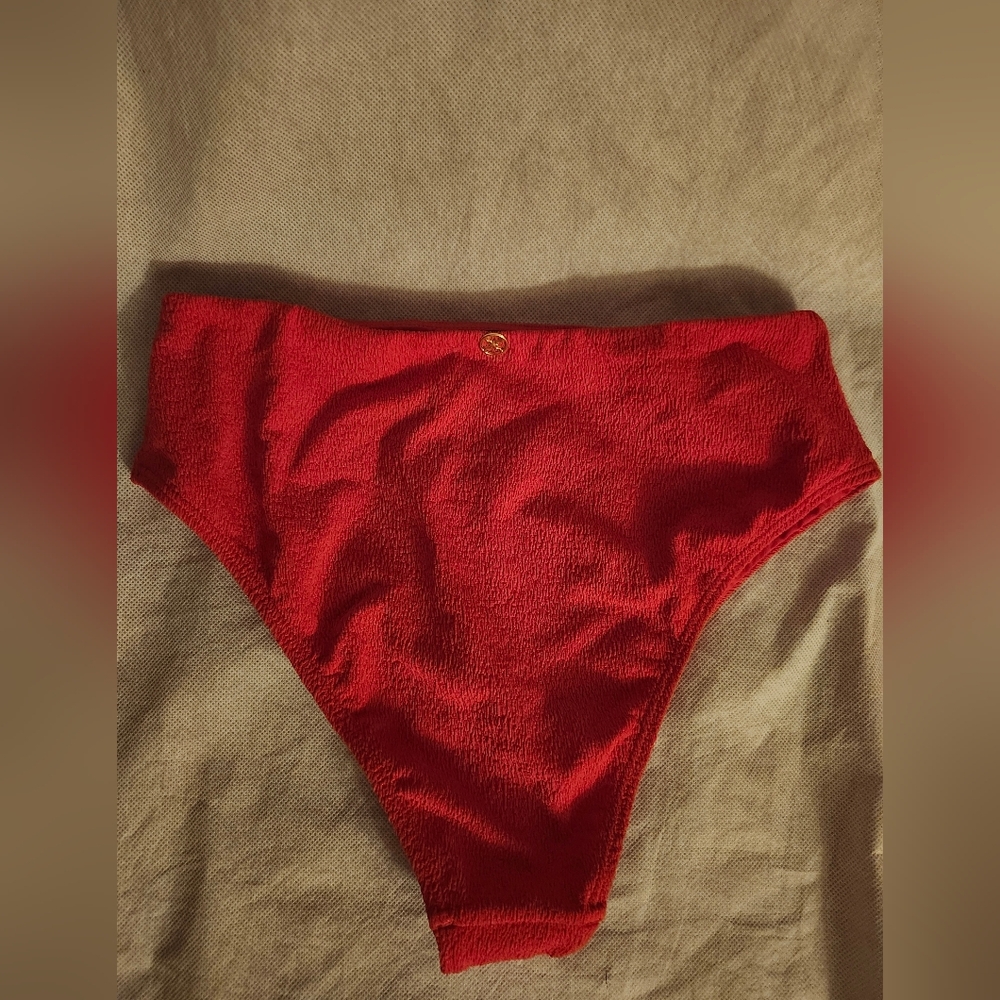 ViX Paula Hermanny Firenze Gigi Hot High Waist Bikini Bottoms In Red Sz L - Picture 2 of 7